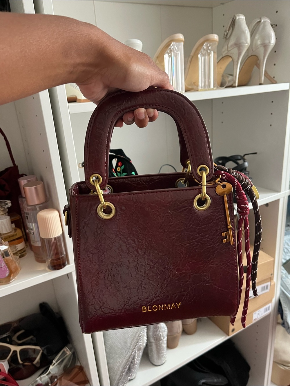 Burgundy Leather Top-Handle Tote
